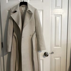 ✨ H&M Cream Double-Breasted Coat XS | Worn Twice | Belted & Stylish 🤍